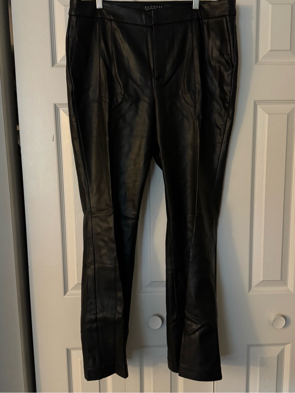 Eloquii Black Faux Leather Flare Leg Pants